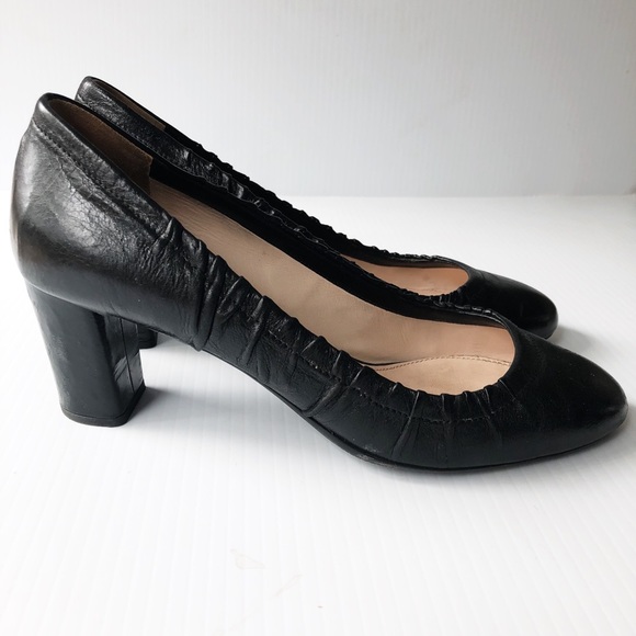 Prada Leather Black heels pumps 37.5 - Picture 2 of 8